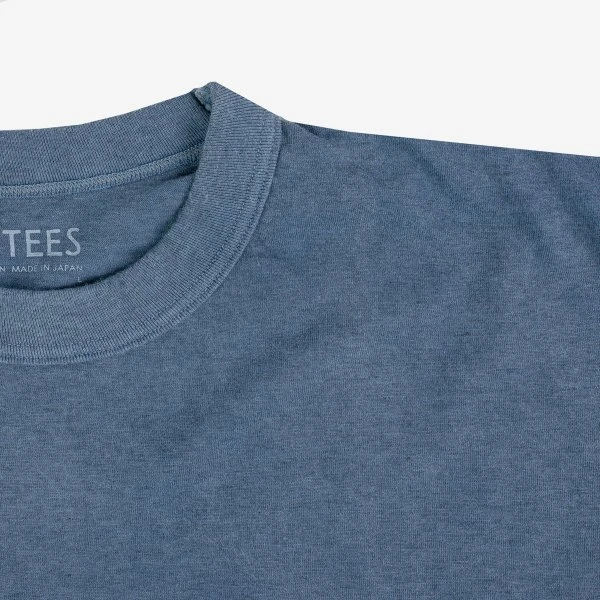 UTILITEES - 5.5oz Loopwheel Crew Neck T-Shirt - Natural Indigo / White Body 6 UTILITEES - 5.5oz Loopwheel Crew Neck T-Shirt - Natural Indigo / White Body - Image 4