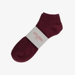 UTILITEES Mixed Cotton Sneaker Socks - Burgundy