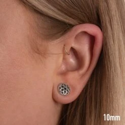 GOOD ART HLYWD Rosette Stud Earring - Sterling Silver -Denim Clothing-Iron Heart International es ros stud 2