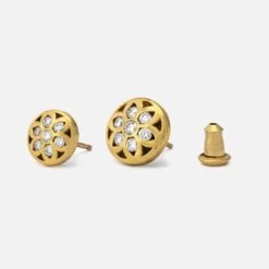 GOOD ART HLYWD Rosette Stud Earring - 22K Gold With White Diamonds