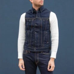 Ignition Works 19oz Stretch Denim Tracker Vest - Indigo -Denim Clothing-Iron Heart International igw 201d 2