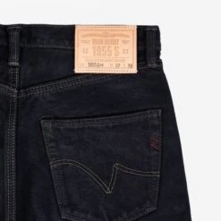 21oz Selvedge Denim "1955" Straight Cut Jeans - Indigo Overdyed Black 22 21oz Selvedge Denim "1955" Straight Cut Jeans - Indigo Overdyed Black -Denim Clothing-Iron Heart International ih 1955s od 5