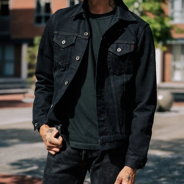 14oz Selvedge Denim Modified Type III Jacket - Indigo Overdyed Black 5 14oz Selvedge Denim Modified Type III Jacket - Indigo Overdyed Black - Image 3