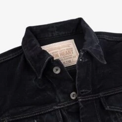 19oz Left-Hand Twill Selvedge Denim Type III Jacket - Indigo Overdyed Black -Denim Clothing-Iron Heart International ih 526lod 8