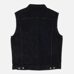 21oz Selvedge Denim Modified Type III Vest - Indigo Overdyed Black 16 21oz Selvedge Denim Modified Type III Vest - Indigo Overdyed Black -Denim Clothing-Iron Heart International ih 526svod 3