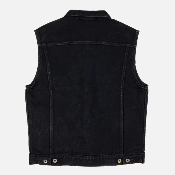 21oz Selvedge Denim Modified Type III Vest - Indigo Overdyed Black 6 21oz Selvedge Denim Modified Type III Vest - Indigo Overdyed Black - Image 4