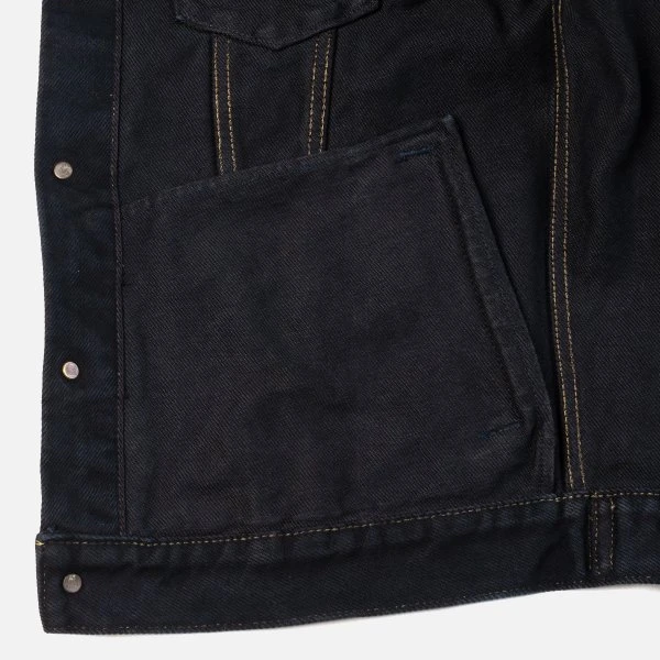 21oz Selvedge Denim Modified Type III Vest - Indigo Overdyed Black 12 21oz Selvedge Denim Modified Type III Vest - Indigo Overdyed Black - Image 10