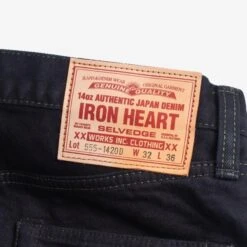 14oz Selvedge Denim Super Slim Cut Jeans - Indigo Overdyed Black -Denim Clothing-Iron Heart International ih 555s 142od 8