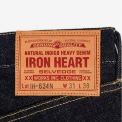 17oz Selvedge Denim Straight Cut Jeans - Natural Indigo -Denim Clothing-Iron Heart International ih 634n 6