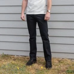 14oz Selvedge Denim Straight Cut Jeans - Indigo Overdyed Black -Denim Clothing-Iron Heart International ih 634s 142od 2