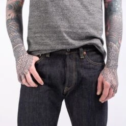 21oz Selvedge Denim Straight Cut Jeans - Indigo -Denim Clothing-Iron Heart International ih 634s 3
