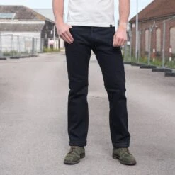 21oz Selvedge Denim Straight Cut Jeans - Indigo Overdyed Black -Denim Clothing-Iron Heart International ih 634s b 2