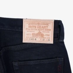 21oz Selvedge Denim Straight Cut Jeans - Indigo Overdyed Black -Denim Clothing-Iron Heart International ih 634s b 5