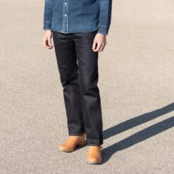 25oz Selvedge Denim Slim Straight Cut Jeans - Indigo/Black -Denim Clothing-Iron Heart International ih 666 xhsib 2