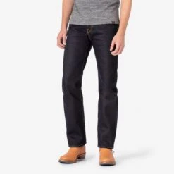 25oz Selvedge Denim Slim Straight Cut Jeans - Indigo/Black