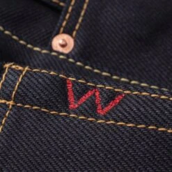 25oz Selvedge Denim Slim Straight Cut Jeans - Indigo/Black -Denim Clothing-Iron Heart International ih 666 xhsib 9