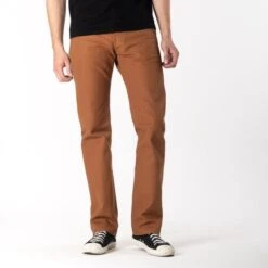 17oz Duck Slim Straight Cut Jeans - Brown 21 17oz Duck Slim Straight Cut Jeans - Brown -Denim Clothing-Iron Heart International ih 666d 3