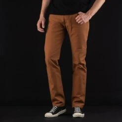 17oz Duck Slim Straight Cut Jeans - Brown 22 17oz Duck Slim Straight Cut Jeans - Brown -Denim Clothing-Iron Heart International ih 666d 4