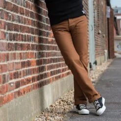 17oz Duck Slim Straight Cut Jeans - Brown 23 17oz Duck Slim Straight Cut Jeans - Brown -Denim Clothing-Iron Heart International ih 666d 5