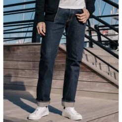 17oz Selvedge Denim Slim Straight Cut Jeans - Natural Indigo -Denim Clothing-Iron Heart International ih 666n 3