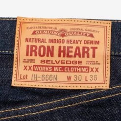 17oz Selvedge Denim Slim Straight Cut Jeans - Natural Indigo -Denim Clothing-Iron Heart International ih 666n 7