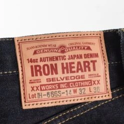 14oz Selvedge Denim Slim Straight Cut Jeans - Indigo -Denim Clothing-Iron Heart International ih 666s 142 7