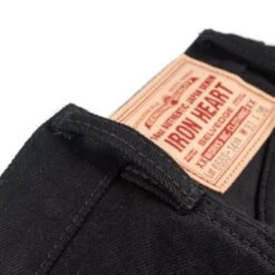 14oz Selvedge Denim Slim Straight Cut Jeans - Black/Black -Denim Clothing-Iron Heart International ih 666s 142bb 12