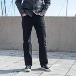 14oz Selvedge Denim Slim Straight Cut Jeans - Black/Black -Denim Clothing-Iron Heart International ih 666s 142bb 2