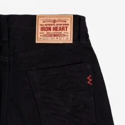 14oz Selvedge Denim Slim Straight Cut Jeans - Black/Black -Denim Clothing-Iron Heart International ih 666s 142bb 5