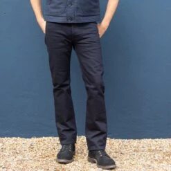 14oz Selvedge Denim Slim Straight Cut Jeans - Indigo/Black -Denim Clothing-Iron Heart International ih 666s 142ib 2