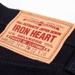 14oz Selvedge Denim Slim Straight Cut Jeans - Indigo/Black -Denim Clothing-Iron Heart International ih 666s 142ib 6