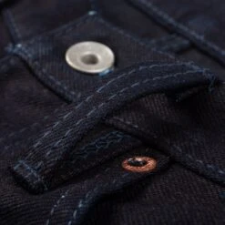 14oz Selvedge Denim Slim Straight Cut Jeans - Indigo/Black -Denim Clothing-Iron Heart International ih 666s 142ib 9