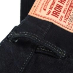 14oz Selvedge Denim Slim Straight Cut Jeans - Indigo Overdyed Black -Denim Clothing-Iron Heart International ih 666s 142od 11