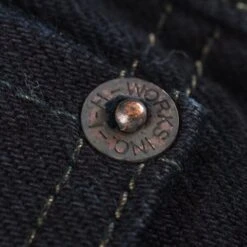 14oz Selvedge Denim Slim Straight Cut Jeans - Indigo Overdyed Black -Denim Clothing-Iron Heart International ih 666s 142od 7