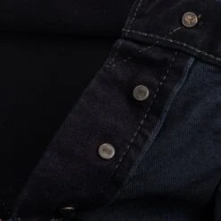 14oz Selvedge Denim Slim Straight Cut Jeans - Indigo Overdyed Black -Denim Clothing-Iron Heart International ih 666s 142od 9