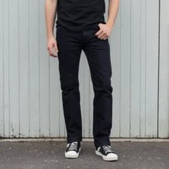 21oz Selvedge Denim Slim Straight Cut Jeans - Indigo Overdyed Black -Denim Clothing-Iron Heart International ih 666s 21od 2