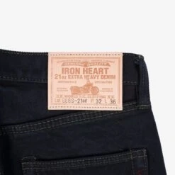 21oz Selvedge Denim Slim Straight Cut Jeans - Indigo Overdyed Black -Denim Clothing-Iron Heart International ih 666s 21od 5
