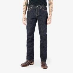 16oz Slubby Selvedge Denim Slim Straight Cut Jeans - Indigo