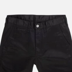 9oz Mercerised Selvedge Cotton Slim Tapered Chinos - Black -Denim Clothing-Iron Heart International ih 721 blk 4