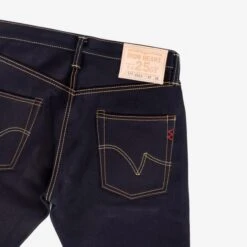 25oz Selvedge Denim Slim Tapered Cut Jeans - Indigo/Black -Denim Clothing-Iron Heart International ih 777 xhsib 2