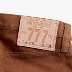 17oz Duck Slim Tapered Cut Jeans - Brown -Denim Clothing-Iron Heart International ih 777d 7