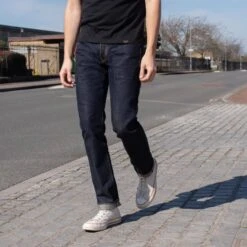 17oz Selvedge Denim Slim Tapered Cut Jeans - Natural Indigo -Denim Clothing-Iron Heart International ih 777n 2