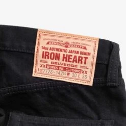 14oz Selvedge Denim Slim Tapered Cut Jeans - Black/Black -Denim Clothing-Iron Heart International ih 777s 142bb 7
