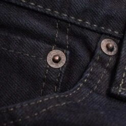 14oz Selvedge Denim Slim Tapered Cut Jeans - Indigo Overdyed Black -Denim Clothing-Iron Heart International ih 777s 142od 7