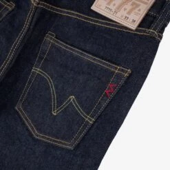 21oz Selvedge Denim Slim Tapered Cut Jeans - Indigo 18 21oz Selvedge Denim Slim Tapered Cut Jeans - Indigo -Denim Clothing-Iron Heart International ih 777s 21 4