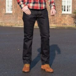 25oz Selvedge Denim Medium/High Rise Tapered Cut Jeans - Indigo/Black -Denim Clothing-Iron Heart International ih 888 xhsib 3