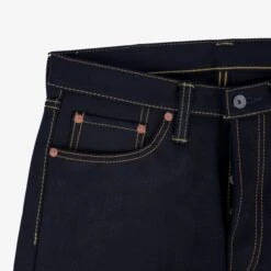 25oz Selvedge Denim Medium/High Rise Tapered Cut Jeans - Indigo/Black -Denim Clothing-Iron Heart International ih 888 xhsib 8