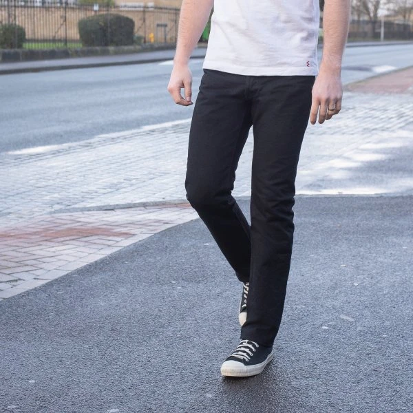 14oz Selvedge Denim Medium/High Rise Tapered Cut Jeans - Black/Black 5 14oz Selvedge Denim Medium/High Rise Tapered Cut Jeans - Black/Black - Image 3