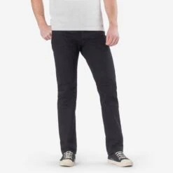 14oz Selvedge Denim Medium/High Rise Tapered Cut Jeans - Black/Black