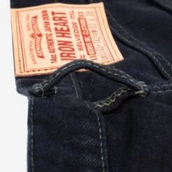 14oz Selvedge Denim Medium/High Rise Tapered Cut Jeans - Indigo Overdyed Black -Denim Clothing-Iron Heart International ih 888s 142od 13